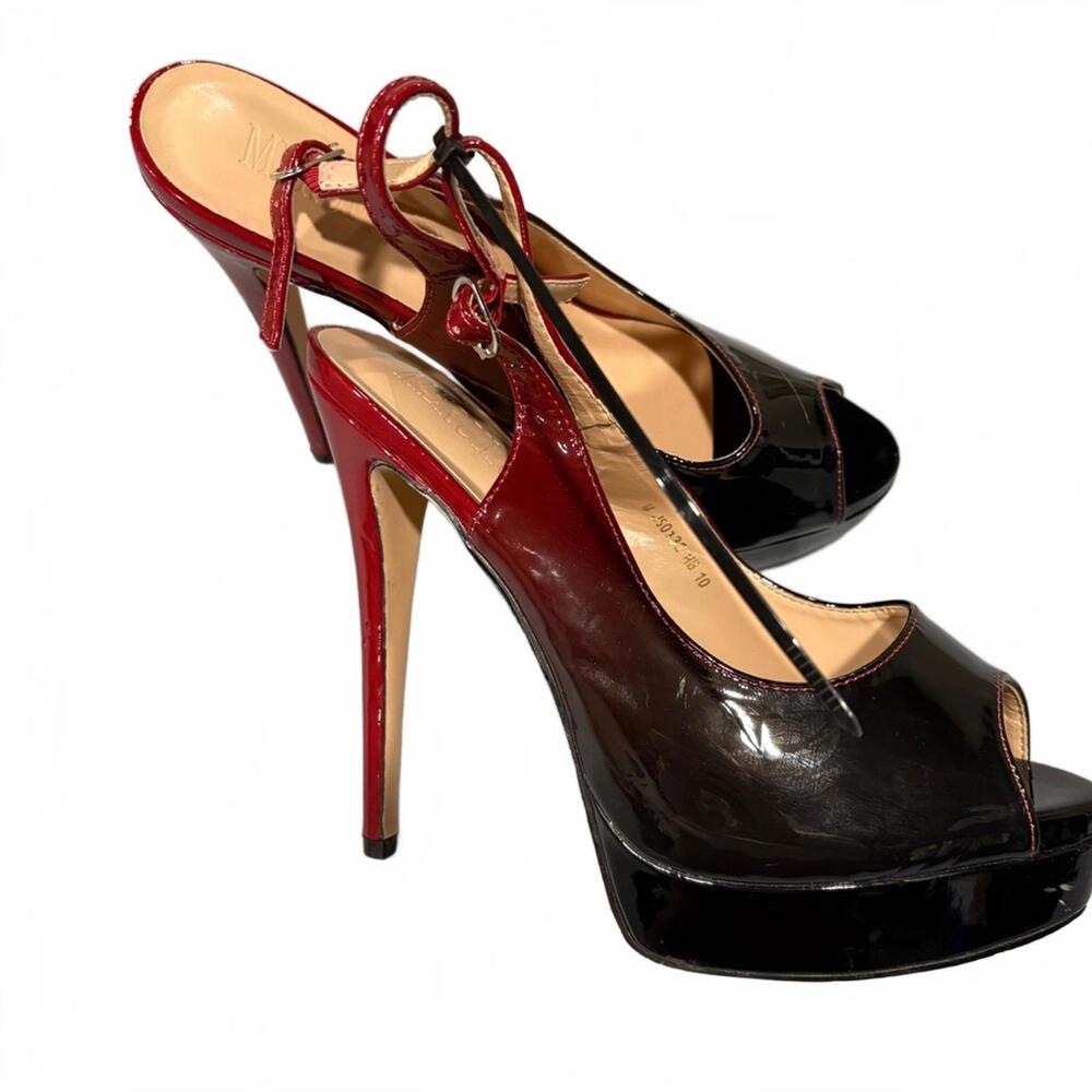 NEW Elegant Black and Red Peep-Toe Heels
